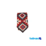 Detail view of Parizad Tie Blue Embroidery finish and material