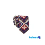 Parizad Tie Handcrafted Blue Stitching - Detail view showing finish and material