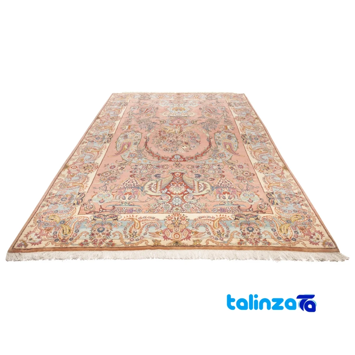 Si Persia Handwoven Carpet Floral Design - Corner detail showing binding and edges