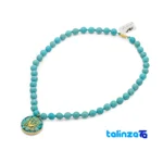 Altin Honar Handmade Jewelry Set Turquoise Gold - Detail view showing threads close-up and texture
