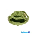 Handmade Women's Shoulder Bag with Tassel Green finish and material detail view)