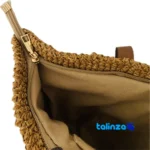 Hani Handmade Women's Shoulder Bag Honey - Detail view showing finish and material
