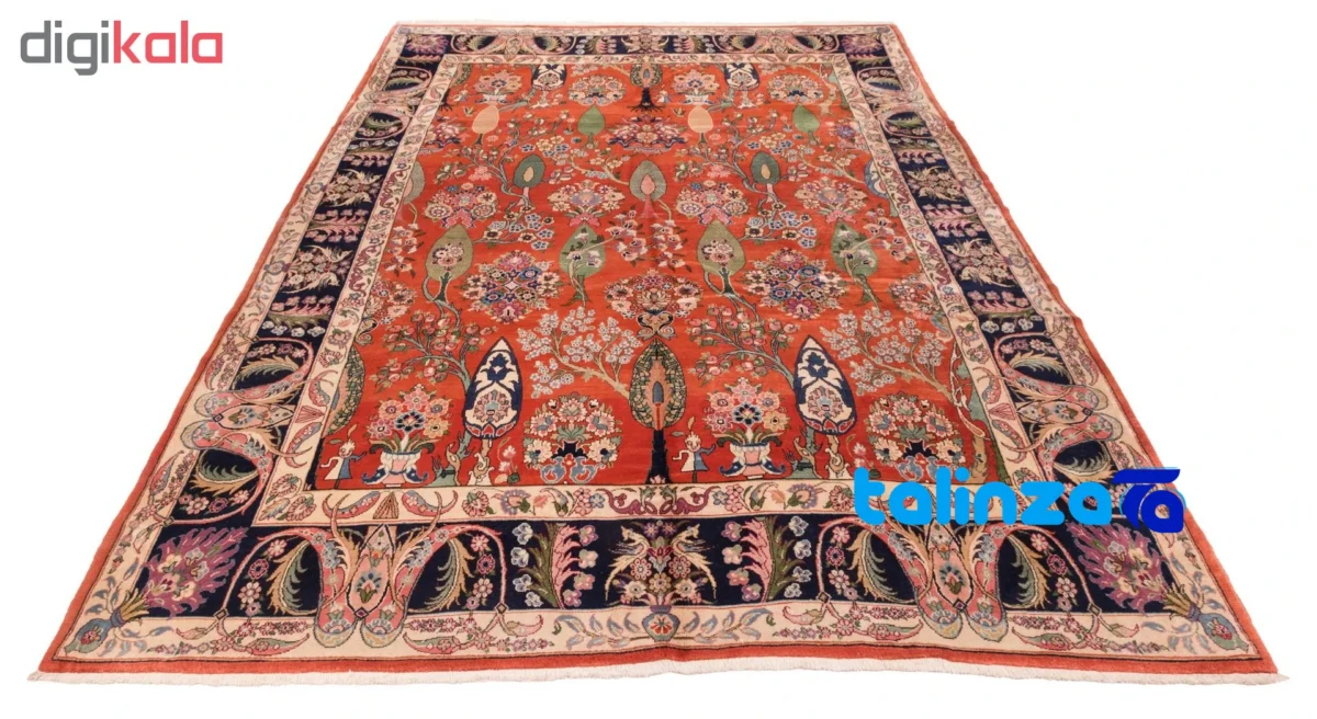 C Persia Handwoven Carpet Elegant Red Design border and finishing (Edge view)