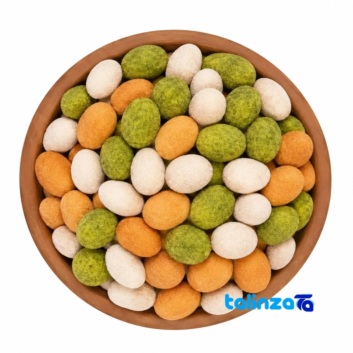 Detail view of Mixed Coated Peanuts Snack finish and material