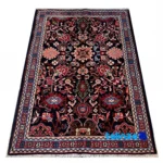 Corner detail of Handwoven Persian Carpet Hamadan Design - Navy Blue binding and edges