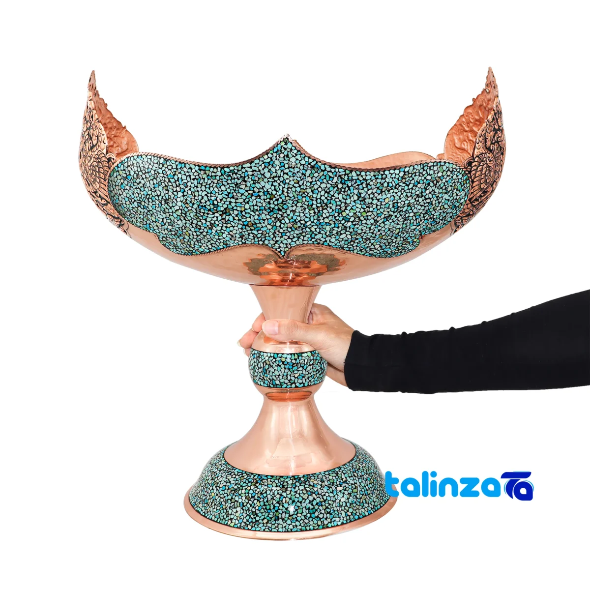 Kashkul Firouzeh Kubi Masterpiece Decorative Art finish and material detail view)