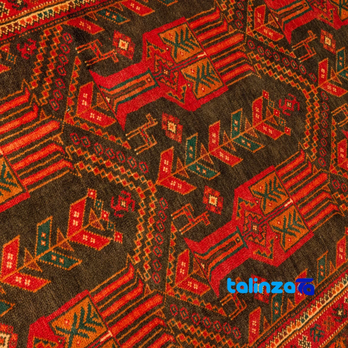 Handwoven Persian Rug Baloch Design Traditional Craftsmanship - Edge view showing border and finishing
