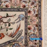 Handwoven Persian Rug Hunting Design - Edge view showing border and finishing