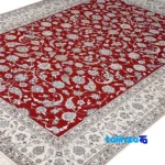 Edge view of Nain Handwoven Carpet Model Afshan Luxurious Red border and finishing