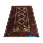 Corner detail of Handwoven Persian Rug Baloch Model 20.11.3188 binding and edges