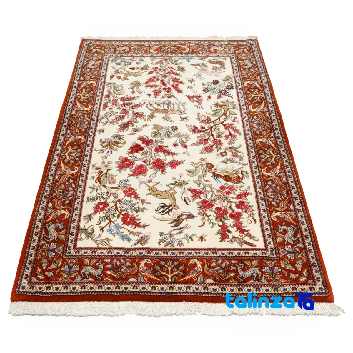 Edge view of Persia Handwoven Rug Unique Design border and finishing
