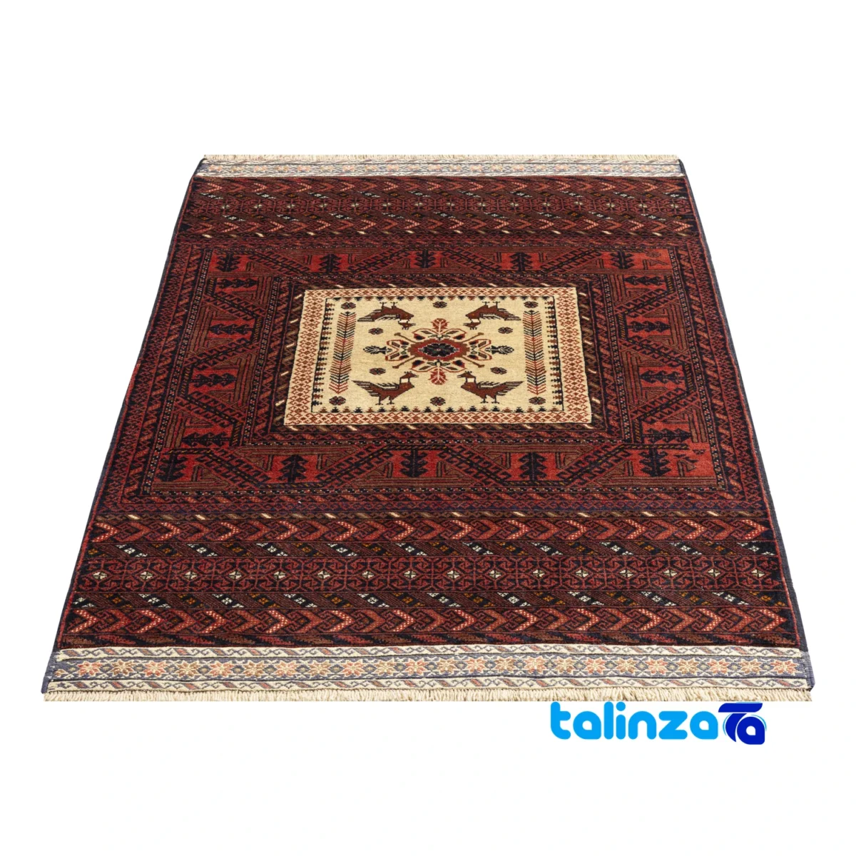 Baloch Handwoven Area Rug - Traditional Design - Corner detail showing binding and edges