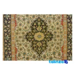 Persian Handwoven Rug Latchak Design Cream - Corner detail showing binding and edges