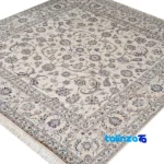 Edge view of Nain Handwoven Carpet Square Design Cream Hand washable border and finishing