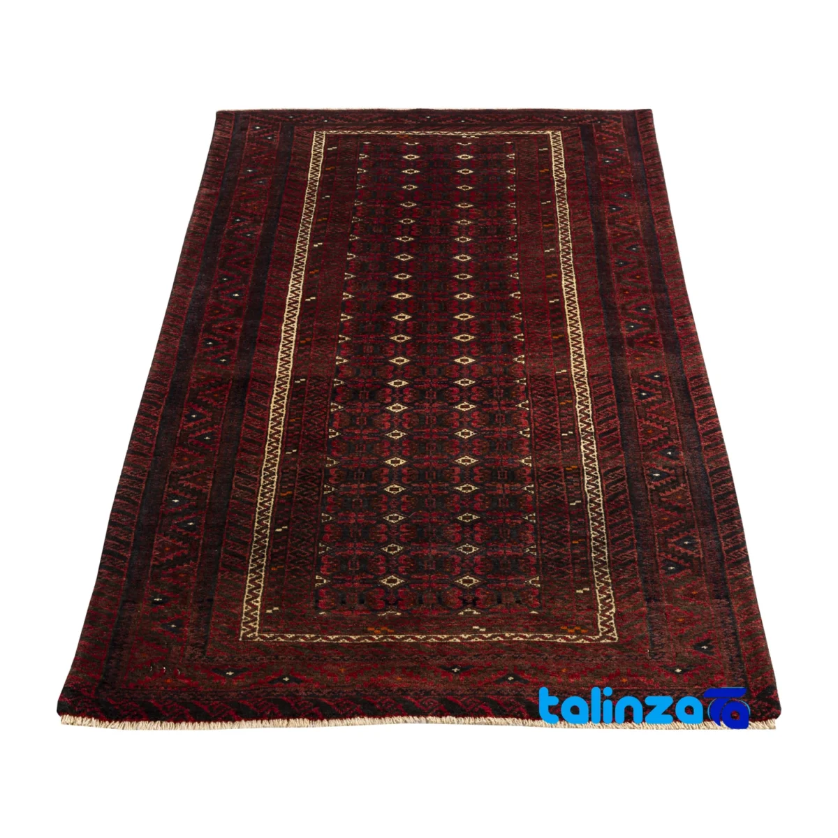Baloch Handwoven Rug Unique Design binding and edges (Corner detail)