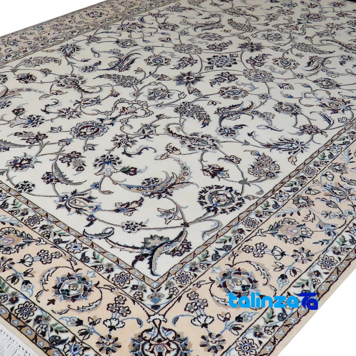 Nain Handmade Area Rug Elegant Design - Edge view showing border and finishing