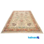 Cypress Persian Handwoven Rug Floral Design Yellow binding and edges (Corner detail)
