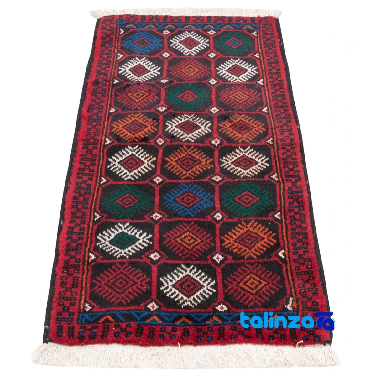 Edge view of Cypressia Handwoven Area Rug Colorful Design border and finishing