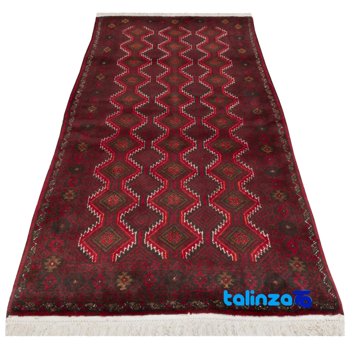 Corner detail of Persia Handwoven Rug Elegant Navy Design 179x92x1 cm binding and edges