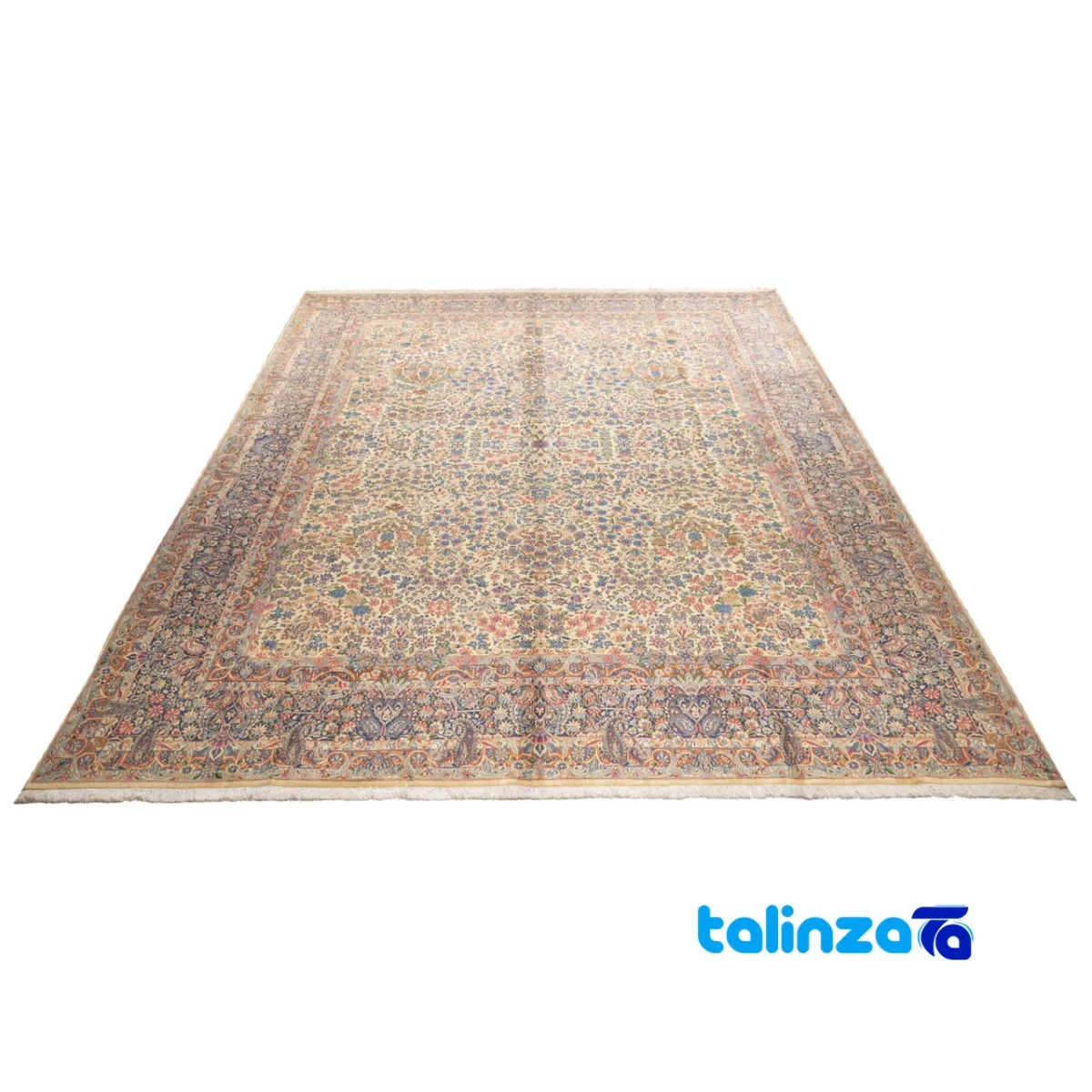Cypress Persian Handwoven Carpet Elegant Design - Edge view showing border and finishing