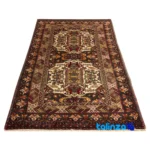 Corner detail of Baloch Handwoven Rug Area Design Natural Dye binding and edges