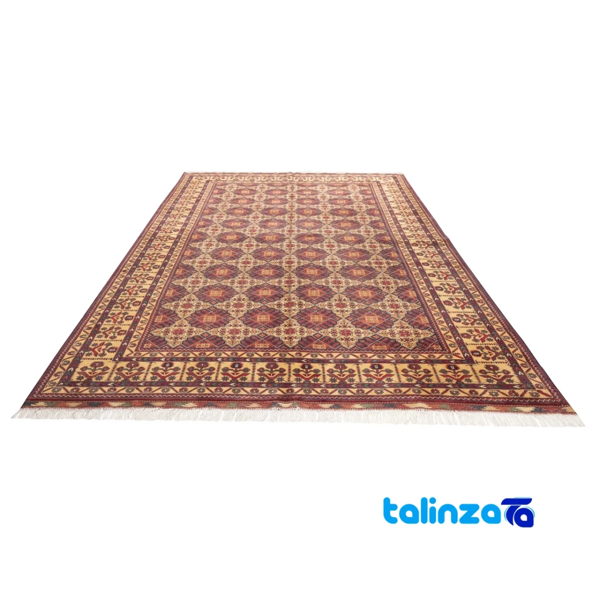 C Persia Handwoven Rug - Colorful Design 293x206 cm - Edge view showing border and finishing
