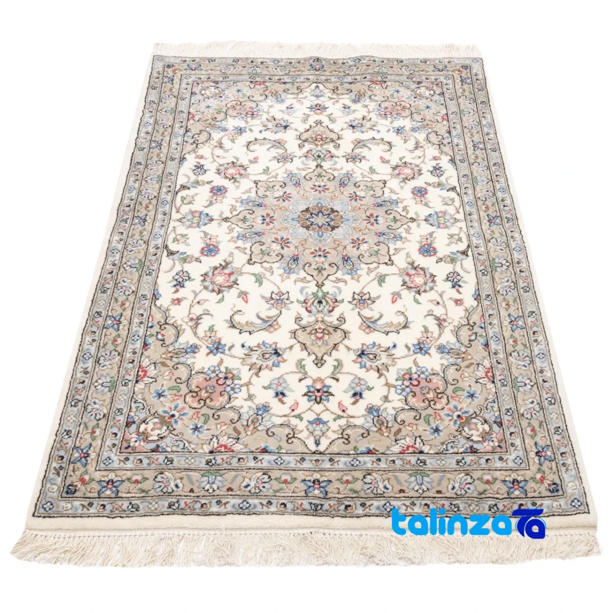 Persia Handwoven Rug Cream Design Unique border and finishing (Edge view)