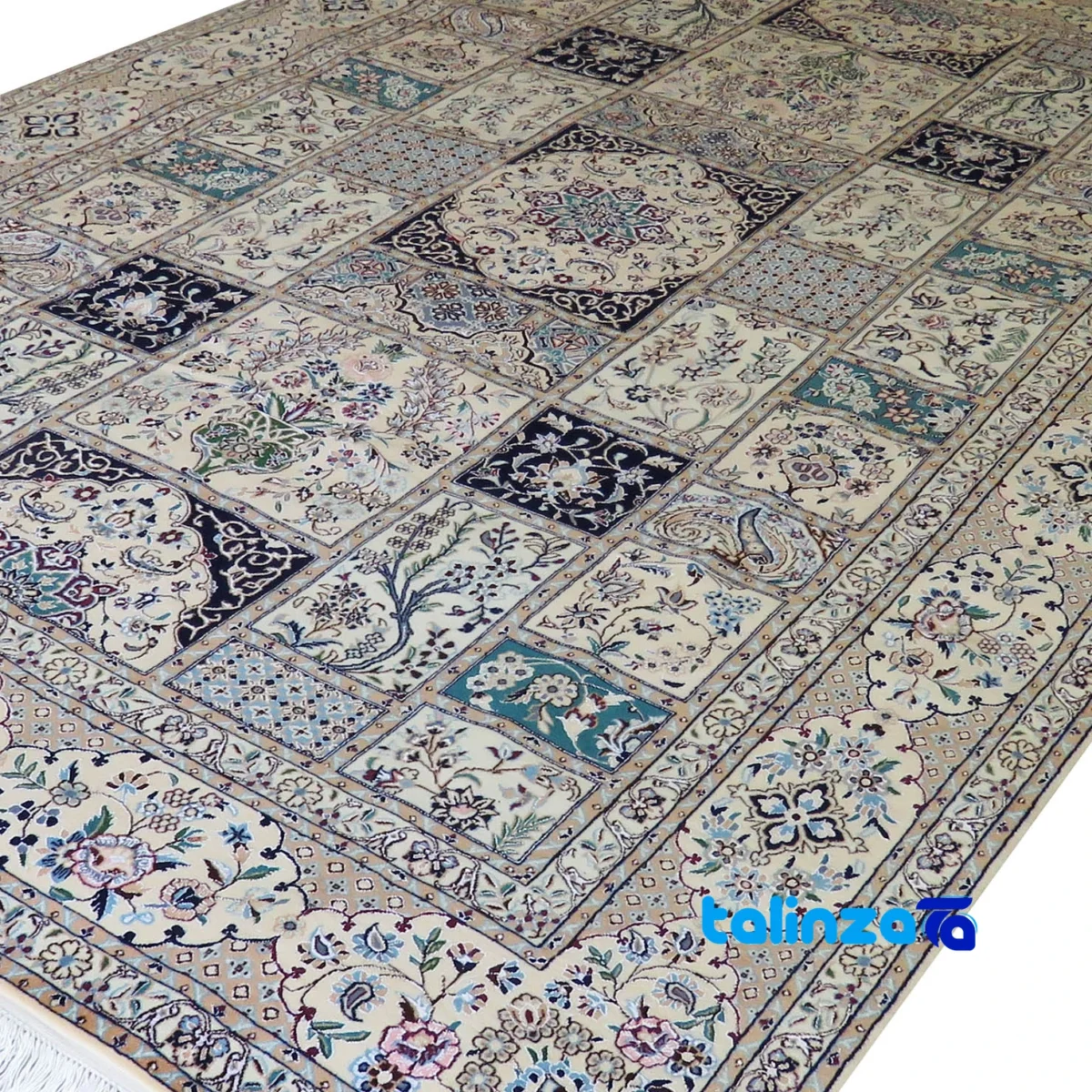 Nain Handwoven Carpet Rectangular Colorful Design border and finishing (Edge view)