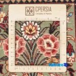 Corner detail of C Persia Handwoven Rug Square Design Green binding and edges