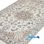 Nain Handwoven Carpet Unique Design Cream - Corner detail showing binding and edges