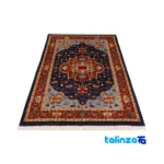 Edge view of Si Persia Handwoven Rug Elegant Navy Design border and finishing