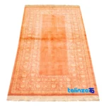 Corner detail of Si Persia Handwoven Rug Elegant Peach Design binding and edges