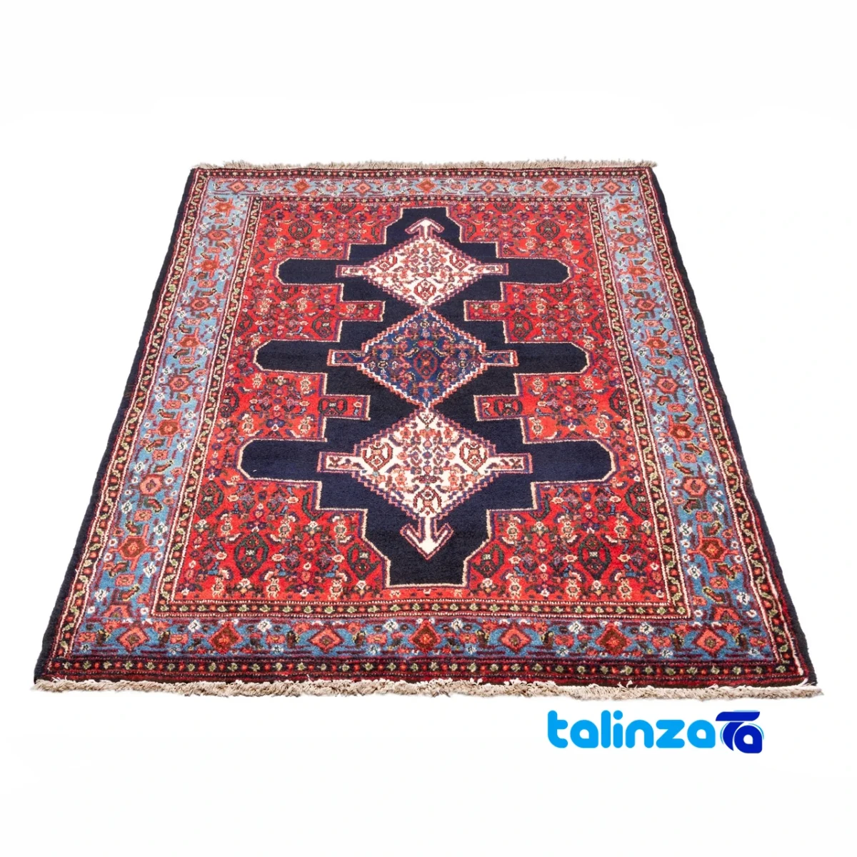 C Persia Handwoven Rug Red Design binding and edges (Corner detail)
