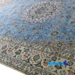 Akvan Handwoven Carpet Latchak Design Blue Hand wash only - Edge view showing border and finishing