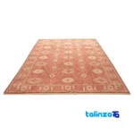 C Persia Handwoven Rug - Elegant Peach Design - Edge view showing border and finishing