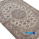 Nain Handwoven Rug Latchak Design Cream - Edge view showing border and finishing