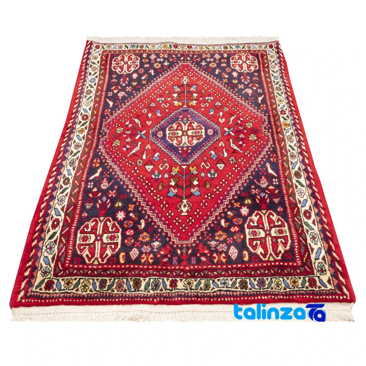 Corner detail of Persia Handwoven Rug Red Luxury Design 155 x binding and edges