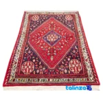 Corner detail of Persia Handwoven Rug Red Luxury Design 155 x binding and edges