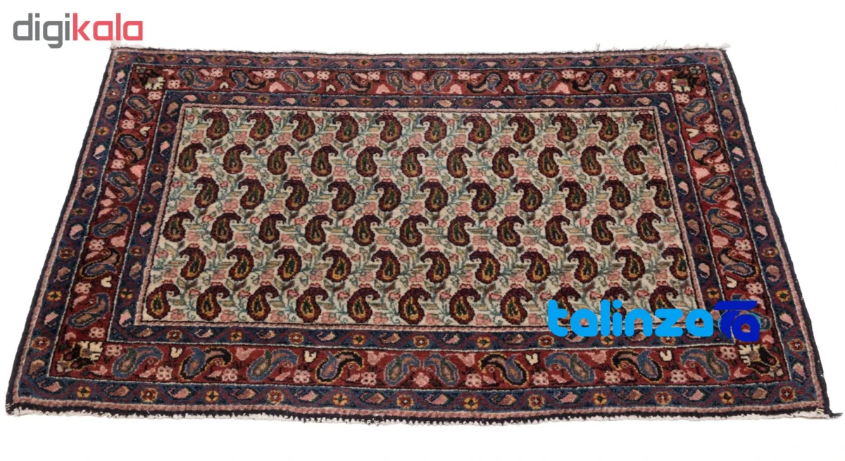 Persia Handwoven Vintage Rug Set - Cream Design - Corner detail showing binding and edges