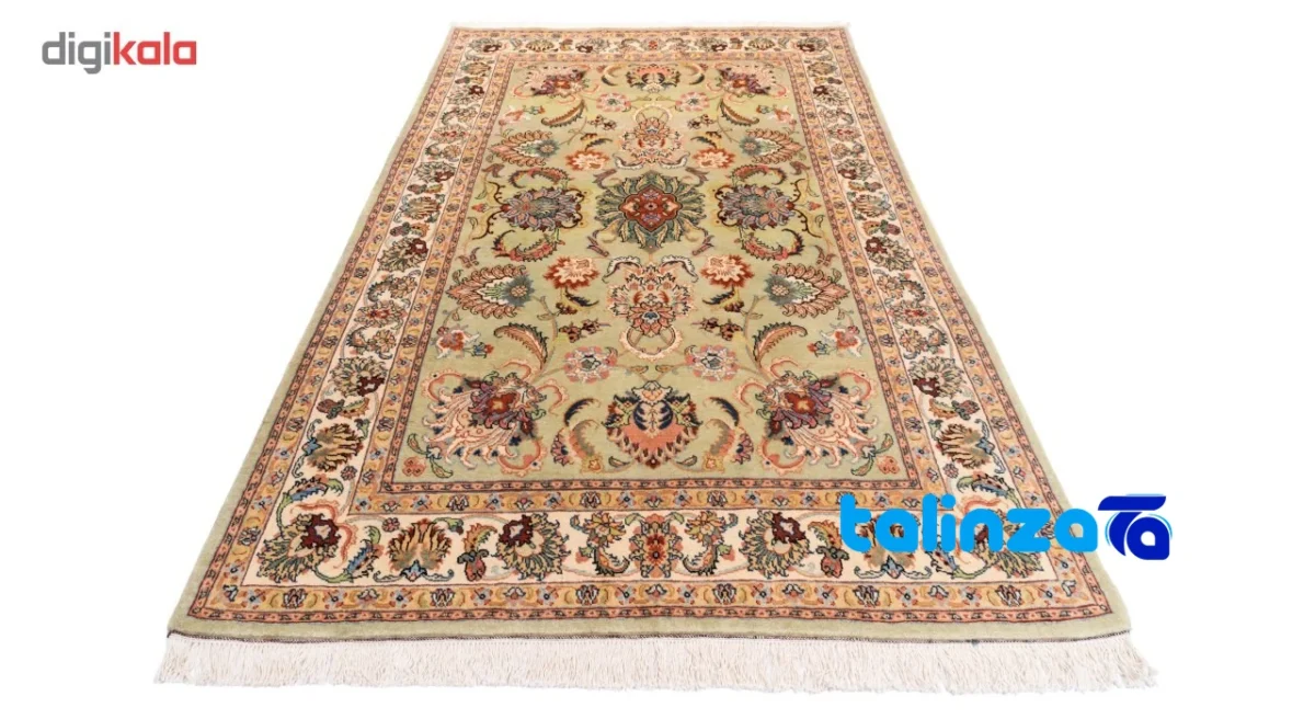 Edge view of C Persia Handwoven Rug Rectangular Green Design border and finishing