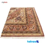 Handwoven Carpet Red Design Quarter Code 102050 border and finishing (Edge view)