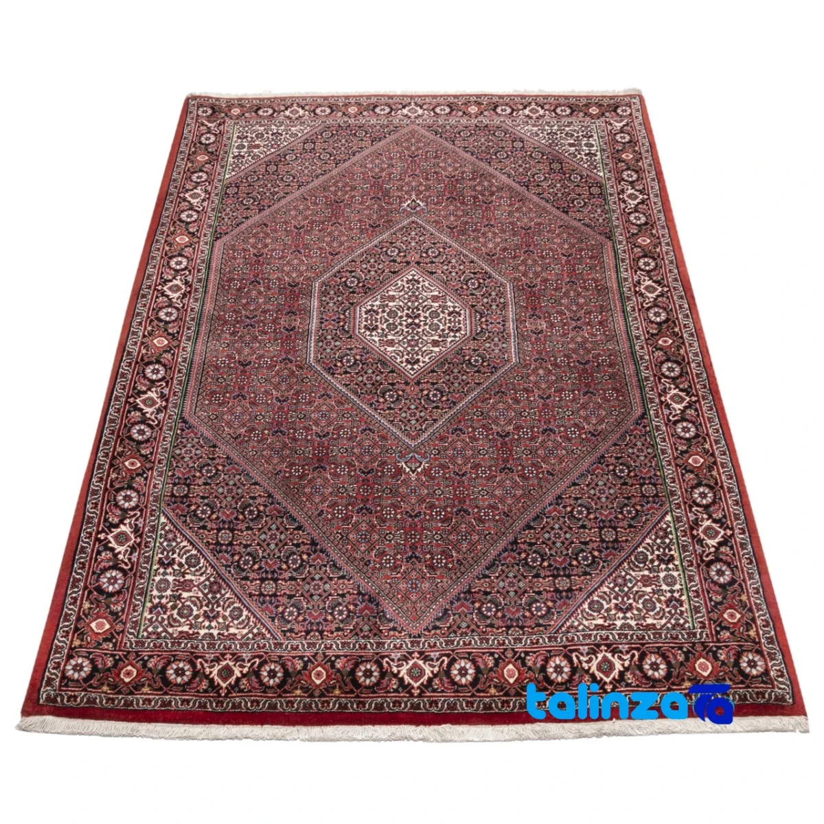 C Persia Handwoven Carpet Red - Corner detail showing binding and edges