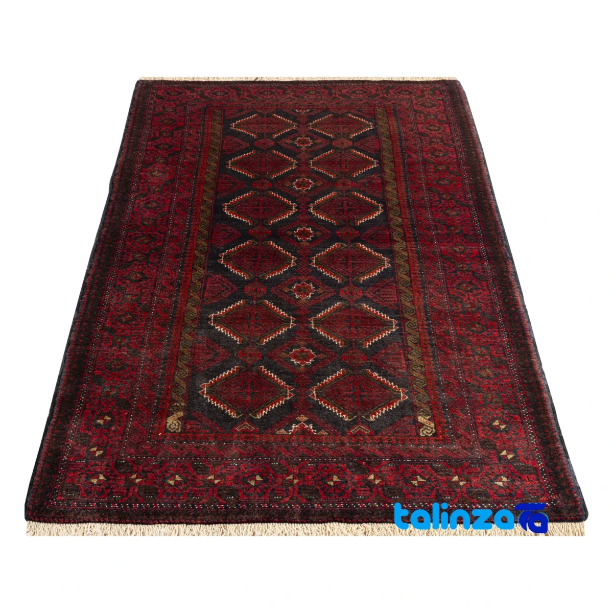 Handwoven Persian Rug Baloch Design Premium Quality - Edge view showing border and finishing