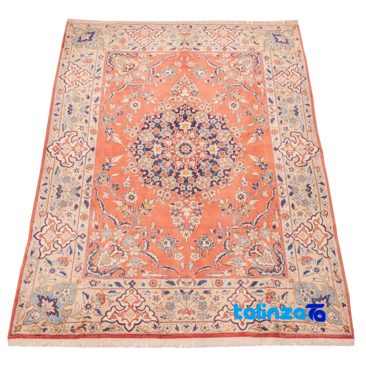 Edge view of Si Persia Handwoven Area Rug Elegant Design border and finishing