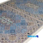 Nain Persian Rug Handwoven Blue Design - Corner detail showing binding and edges
