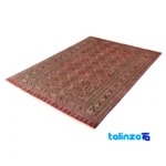 Turkmen Handwoven Carpet Model 401864 Rich Color - Corner detail showing binding and edges