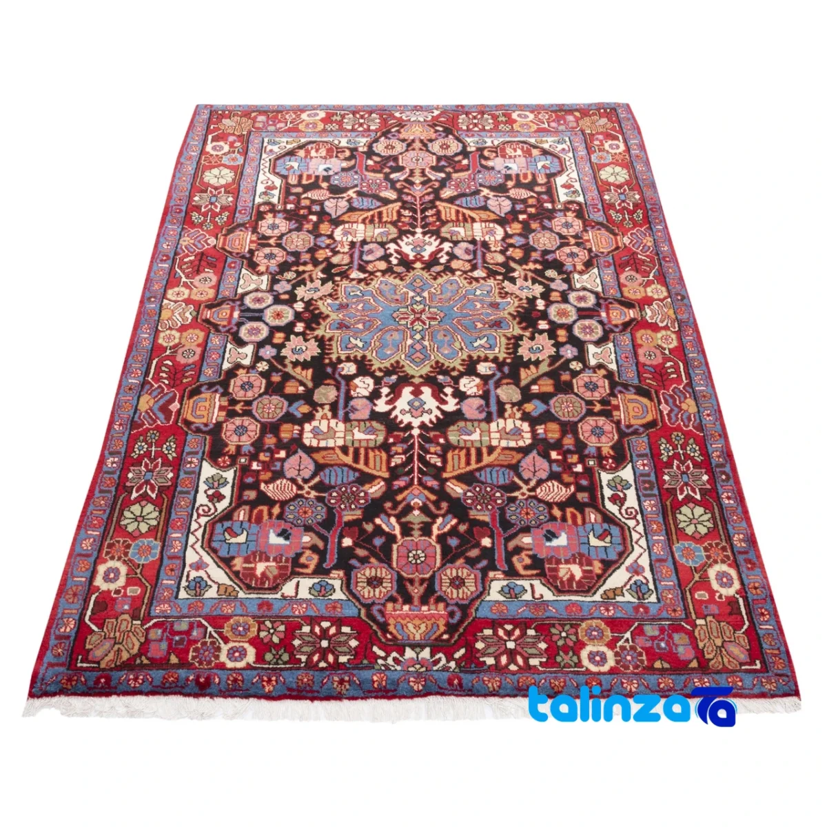 C Persia Handwoven Rug Elegant Navy Design Hand wash border and finishing (Edge view)