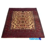 Handwoven Persian Rug Baloch Design Natural Dye Cream - Edge view showing border and finishing