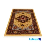 Edge view of Si Persia Handwoven Rug Elegant Gold Design border and finishing