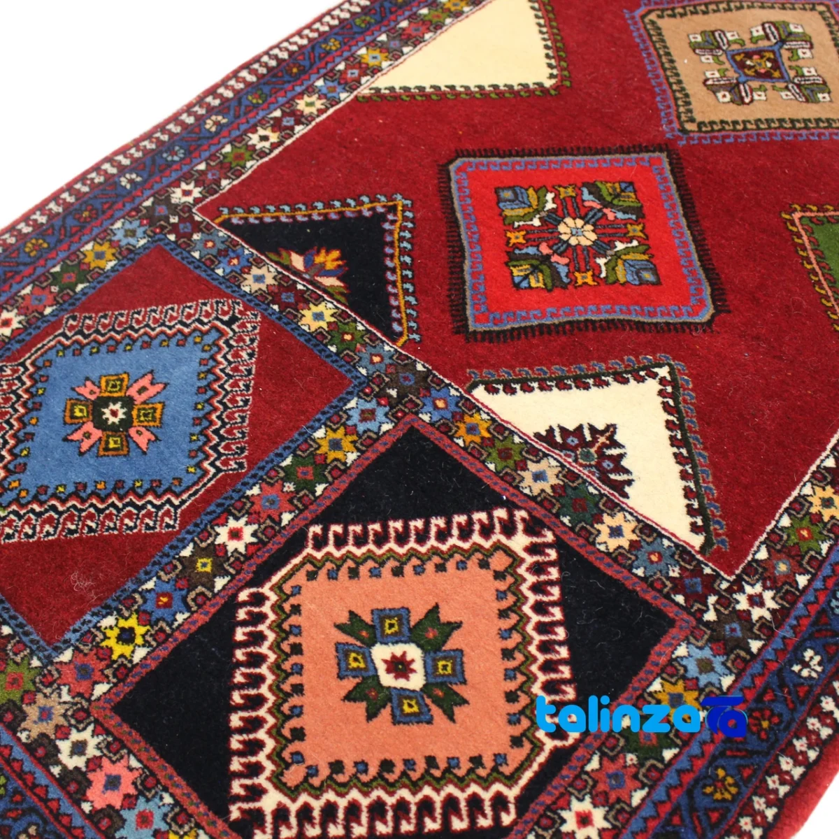 Edge view of Handwoven Carpet Runner Colorful Design border and finishing